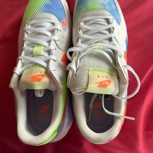 Nike Air Max White and Multicolor Sneakers (bright mango)